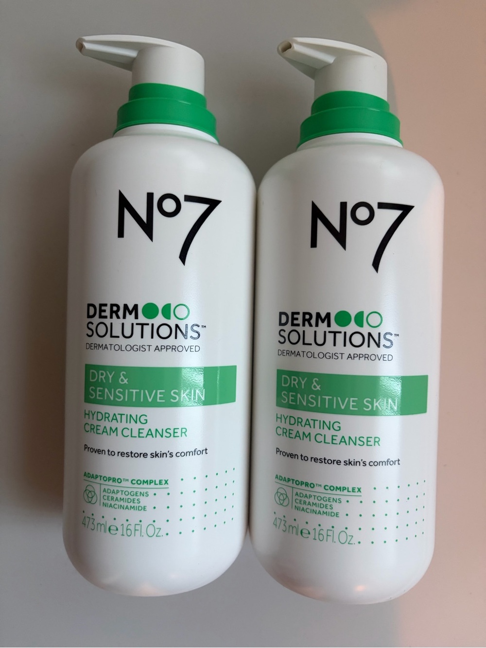 No7 Derm Solutions Hydrating Cream Cleanser for Dry and Sensitive Skin 16oz each